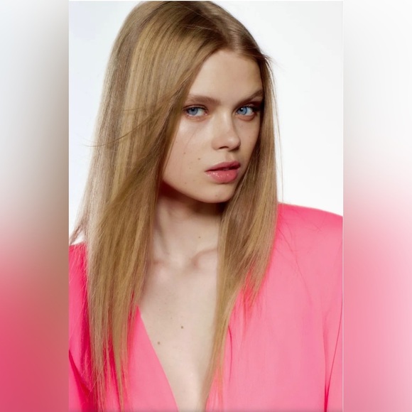 NWT $50R Zara Knotted Front Dress. Neon Pink Size Large - Picture 5 of 11